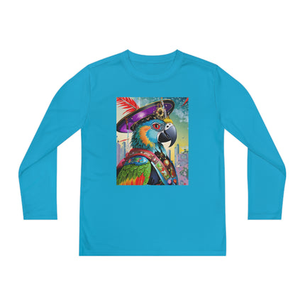 Tech Plumes Youth Long Sleeve Competitor Tee – Neon Wings & Cyberpunk Adventure