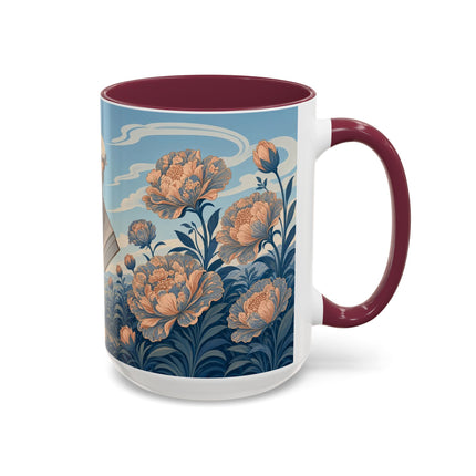 ☔🌸 The Grand Floral Journey Colorful Mug – Art Deco Travel Elegance