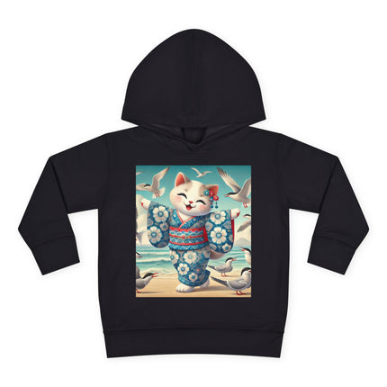 Geisha Kitten by the Seaside Toddler Pullover Fleece Hoodie