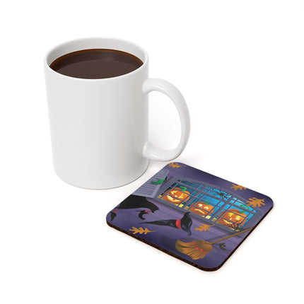 Whimsical Halloween Mischief Cork Back Coaster