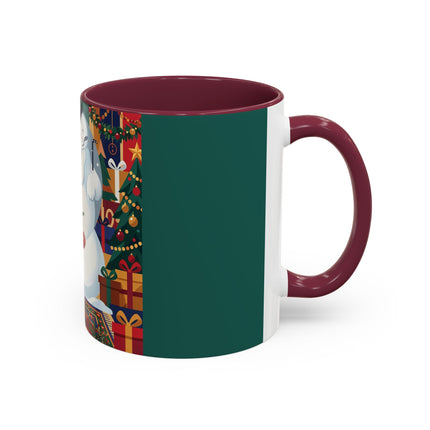 ☃️🎄 The Snowman's Christmas Companion Colorful Mug – Art Deco Holiday Fantasy