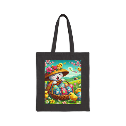 Geisha Kitten’s Easter Delight Cotton Canvas Tote Bag
