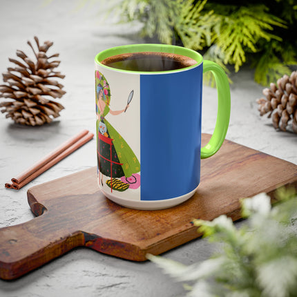 Lady with the Golden Fish Colorful Mugs – Whimsical Fashion & Playful Fantasy