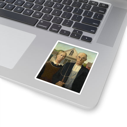 American Gothic by Grant Wood Kiss-Cut Stickers (4 Sizes)