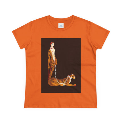 Leopard Queen Women's Midweight Cotton Tee – Exotic Glamour & Timeless Elegance