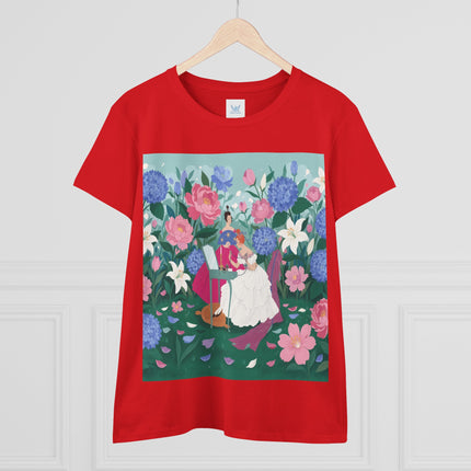 💎🌸 The Lady Of The Jeweled Garden Cotton Tee – Art Deco Floral Elegance