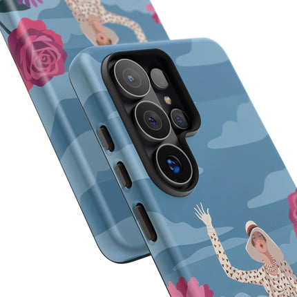 🌺👒 The Grand Flower Promenade Phone Case – Art Deco Fashion Illustration