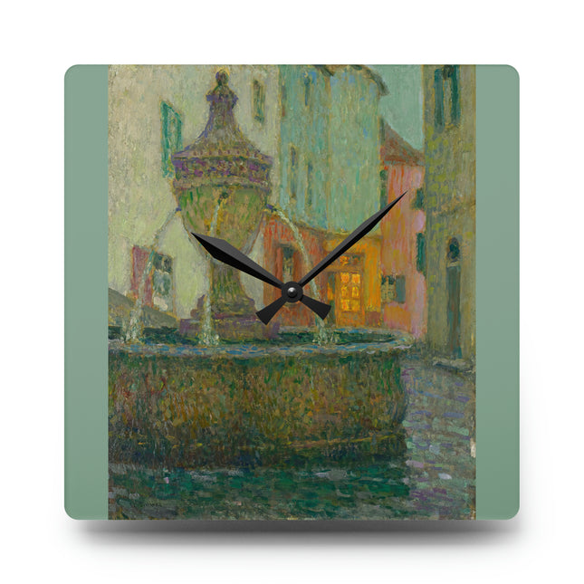 La Fontaine, Saint-Paul De Vence by Henri Le Sidaner Acrylic Wall Clock, Round & Square