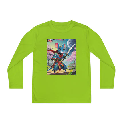 Cyber Samurai Rat Youth Long Sleeve Competitor Tee – Neon Warriors & Futuristic Adventure