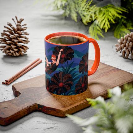 🖤🌺 The Midnight Floral Acrobat Colorful Mug – Art Deco Fashion Whimsy