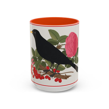 Blackbird & Rose Colorful Mugs – Timeless Elegance & Nature's Harmony