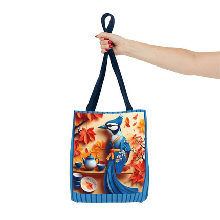 Blue Jay at an Autumn Tea Ceremony Tote Bag (AOP)