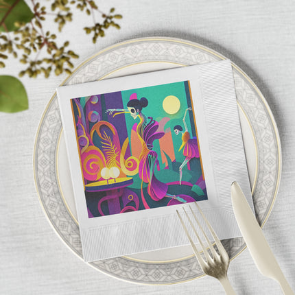 Dance of the Skeleton Ballerinas White Coined Napkins