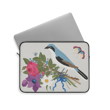 Bluebird & Butterfly Laptop Sleeve – Elegant Charm & Springtime Grace