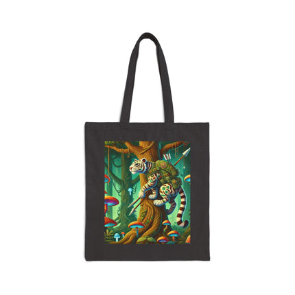 The Silent Stripes Cotton Canvas Tote Bag – Stealth, Grace & Enchanted Forest