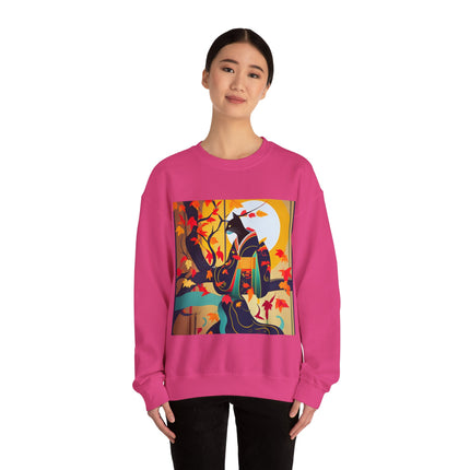 Black Cat in Kimono Unisex Heavy Blend™ Crewneck Sweatshirt
