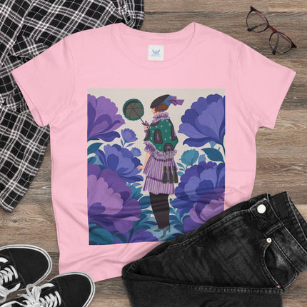 💜🌸 The Violet Garden Promenade Cotton Tee – Art Deco Floral Fashion