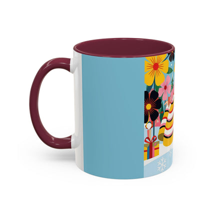 🌼🎄 The Christmas Blossom Belle Colorful Mug – Colorful Art Deco Holiday Fantasy