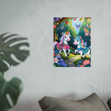 Baby Unicorns and Fluttering Butterflies Fine Art Posters
