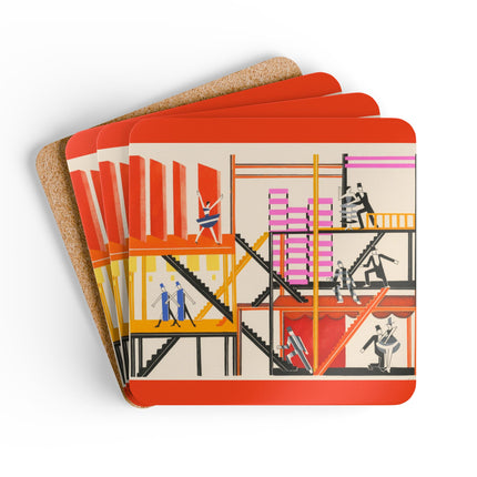 Maquettes de Théatre 4 by Alexandra Exter Corkwood Coaster Set
