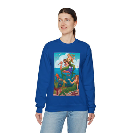Three Mermaids with Strings of Pearls by Carlo Chiostri Heavy Blend™ Crewneck Sweatshirt