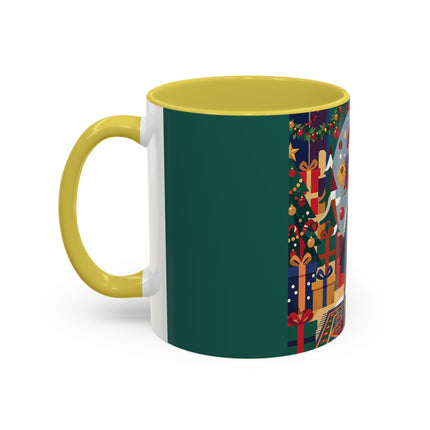 ☃️🎄 The Snowman's Christmas Companion Colorful Mug – Art Deco Holiday Fantasy