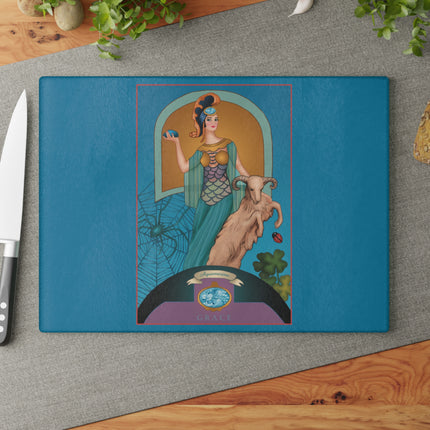 March & Aquamarine Zodiac Glass Cutting Board