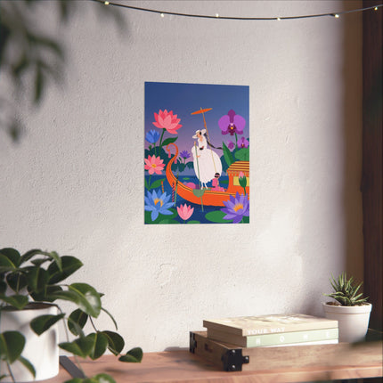 🪷🛶 The Lady Of The Lotus Lake Matte Vertical Poster – Art Deco Botanical Fantasy