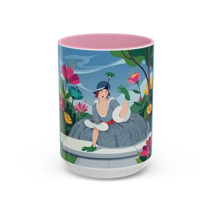 The Lady Of The Secret Garden Colorful Mugs – Art Deco Botanical Elegance