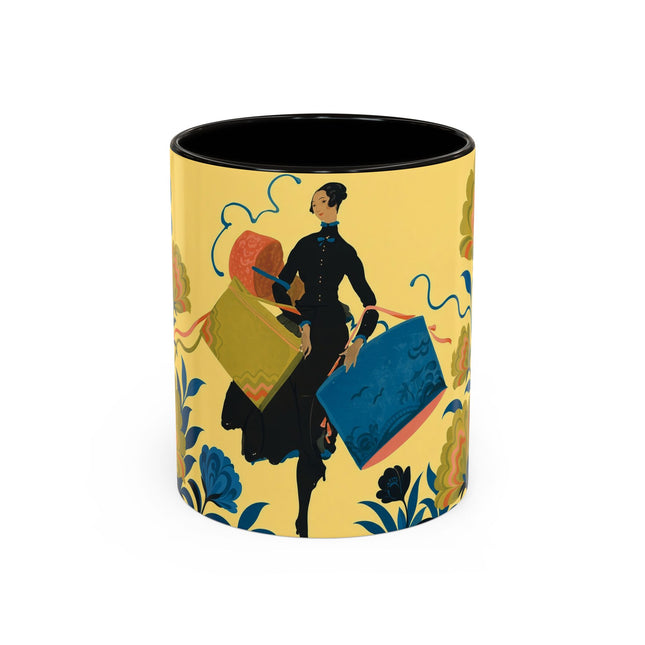 🎀🌺 The Grand Floral Shopping Adventure Colorful Mug – Art Deco Fashion Whimsy