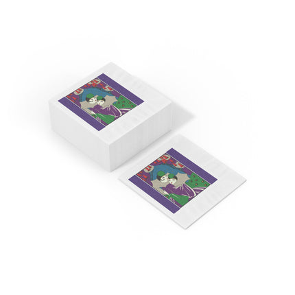 Two Pierrots White Coined Napkins