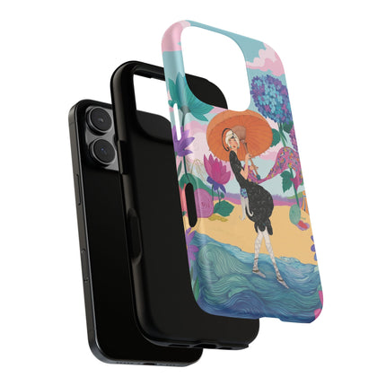 🌊☂️ The Lady Of The Flowered Seashore Phone Case – Art Deco Seaside Fashion
