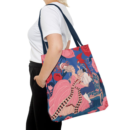 🌹🦜 The Lady Of The Scarlet Parrot Tote Bag – Art Deco Floral Elegance