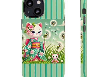 Geisha Kitten and the Dandelion Phone Cases