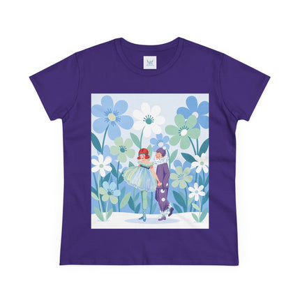 🌸🎭 The Little Dancers In The Flower Garden Cotton Tee – Art Deco Floral Whimsy