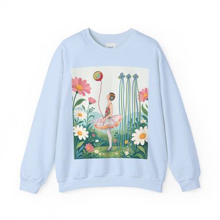 🌼🎈 The Garden Balloon Dancer Crewneck Sweatshirt – Art Deco Floral Whimsy