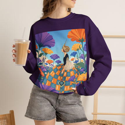 🌺🧡 The Lady Of The Golden Garden Crewneck Sweatshirt – Art Deco Fashion Fantasy