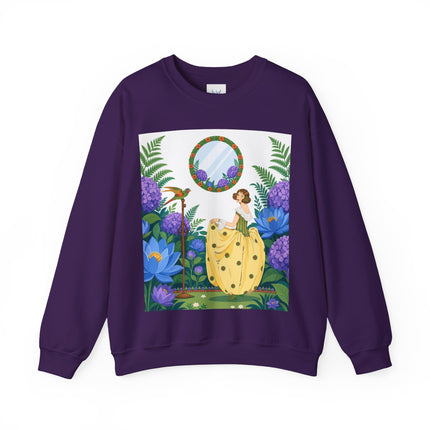 🦜🪷 The Parrot Garden Reflection Crewneck Sweatshirt – Art Deco Fashion Whimsy