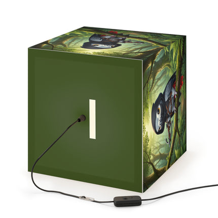 🪶🌲 The African Grey Sentinel Light Cube Lamp – Quiet Strength & Woodland Adventure