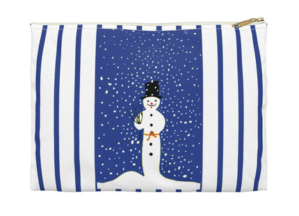 Snowman in Falling Snow Accessory Pouch