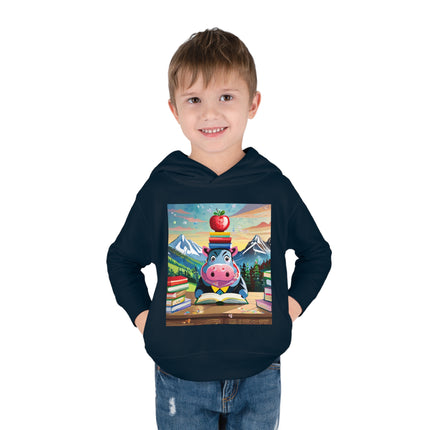 Hippos Hit the Books Toddler Pullover Fleece Hoodie