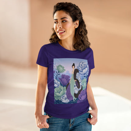 💜🌸 The Lavender Porcelain Garden Cotton Tee – Art Deco Fashion Elegance