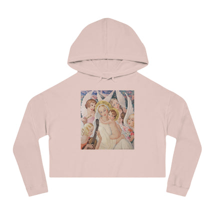 Madonna with Child surrounded by musical angels by Gerda Wegener Women’s Cropped Hooded Sweatshirt