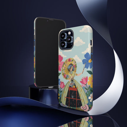 🌸🪞 The Floral Parasol Reflection Phone Case – Art Deco Garden Fantasy
