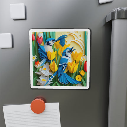 Blue Jays in a Spring Garden Die-Cut Magnets (5 Sizes)