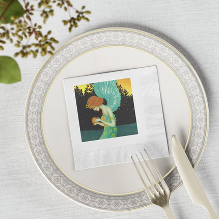 Twilight Angel White Coined Napkins