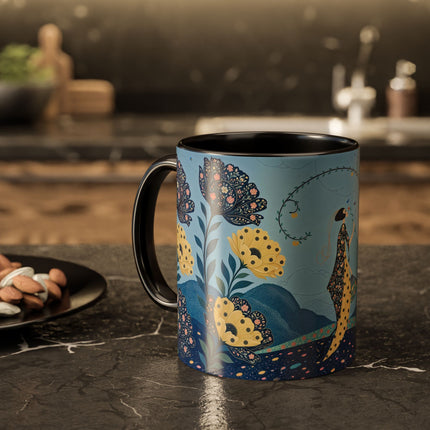 🌼🦋 The Enchanted Butterfly Garden Promenade Colorful Mug – Art Deco Floral Whimsy