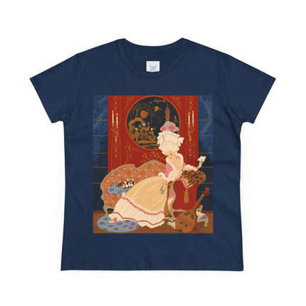 🎼🐈 The Lady Of The Midnight Salon Cotton Tee – Art Deco Fashion Illustration