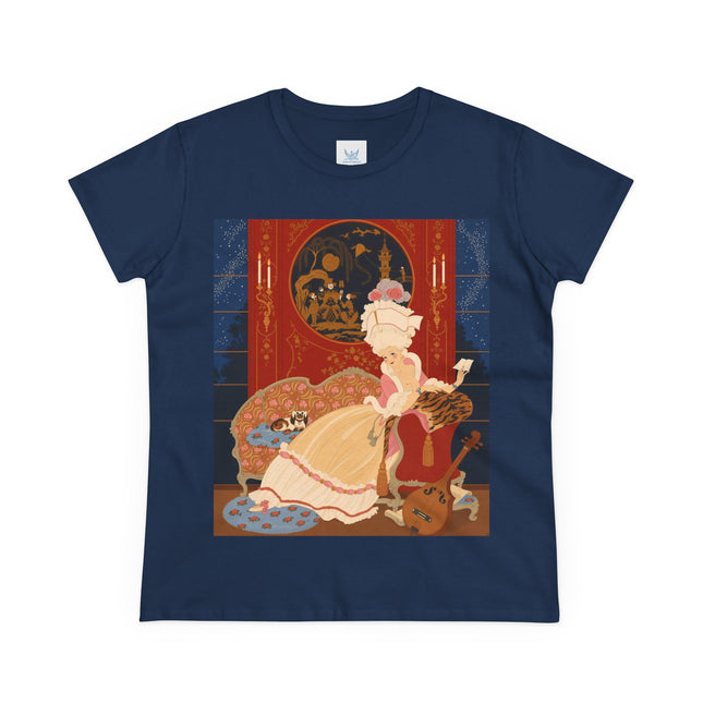 🎼🐈 The Lady Of The Midnight Salon Cotton Tee – Art Deco Fashion Illustration