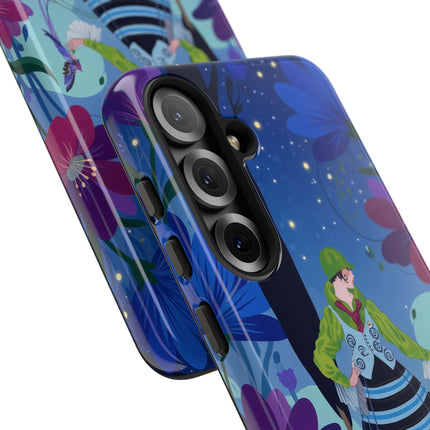 🌸🐦 The Lady Of The Midnight Bird Garden Phone Case – Art Deco Floral Fantasy